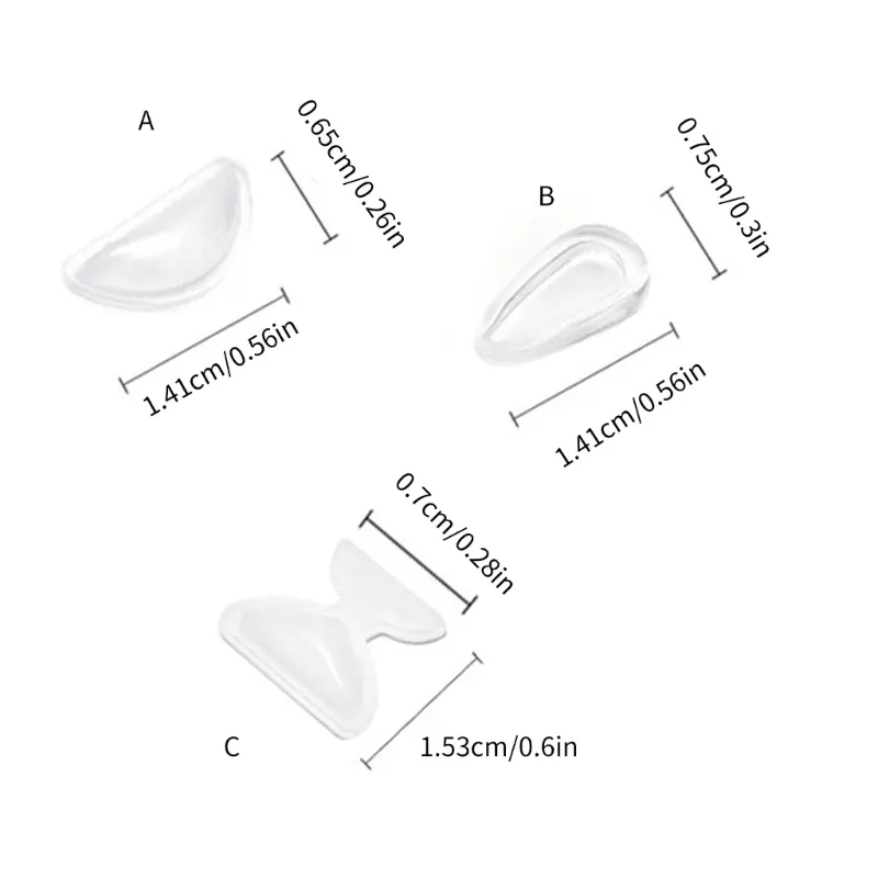 652F 30 Pairs 1mm Clear Nose Cushions Anti Slip Silicone Pads Secure for Full Frame Glasses and Sunglasses