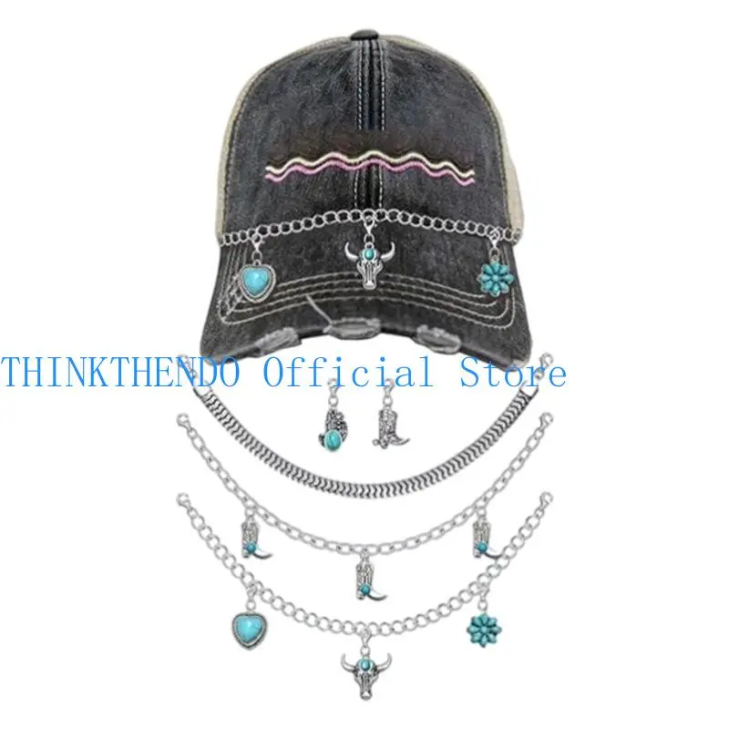 39BB Trendy Assorted Hat Chain Set Comfortable Hat Chain Men and Women Chain for Daily Wear