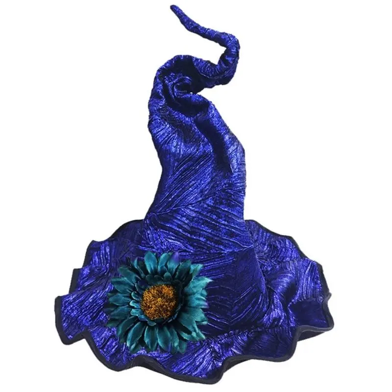39BB Fashion Witch Hat Breathable Witch Hat with Detachable Flower For Halloween Party And Theatrical Performances Dressingup