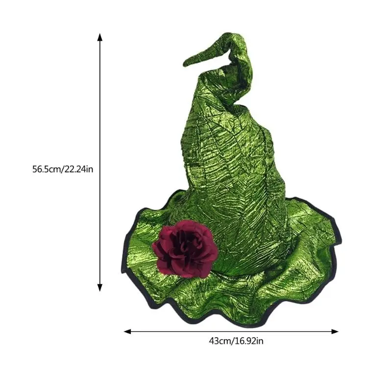 39BB Fashion Witch Hat Breathable Witch Hat with Detachable Flower For Halloween Party And Theatrical Performances Dressingup