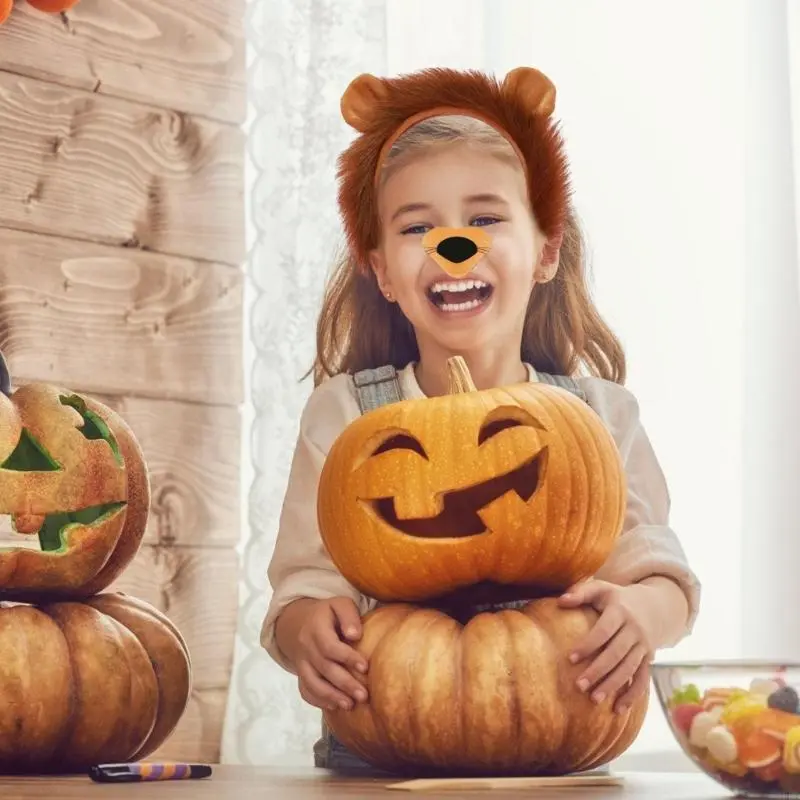 Halloween Lion Costume Animal Dress up Costume Includes Lion Hairband, Tail, Bowtie for Kid Halloween Cosplay Party