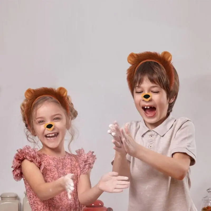 Halloween Lion Costume Animal Dress up Costume Includes Lion Hairband, Tail, Bowtie for Kid Halloween Cosplay Party