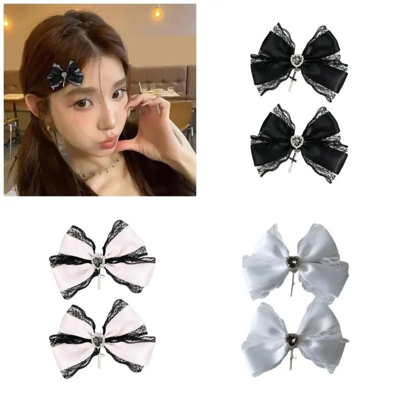 652F Daily Wear Hairclip Party Wedding Hairpiece Romantics Elegant Bows Barrettes for Children and Adults