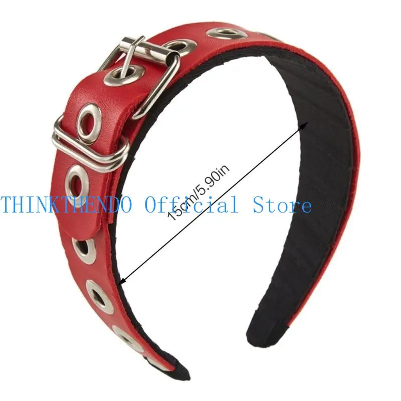 39BB Leather Buckle Headband Rock Headband Punk Headband PU Leather Headband Gothic