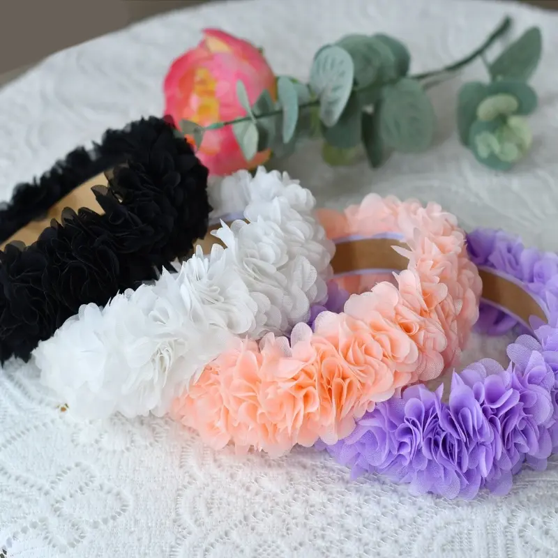 652F Floral Headbands With Comfortable Mesh Design Stylish Hairpieces Flower Hairband Hair Accessories For Fashion Women
