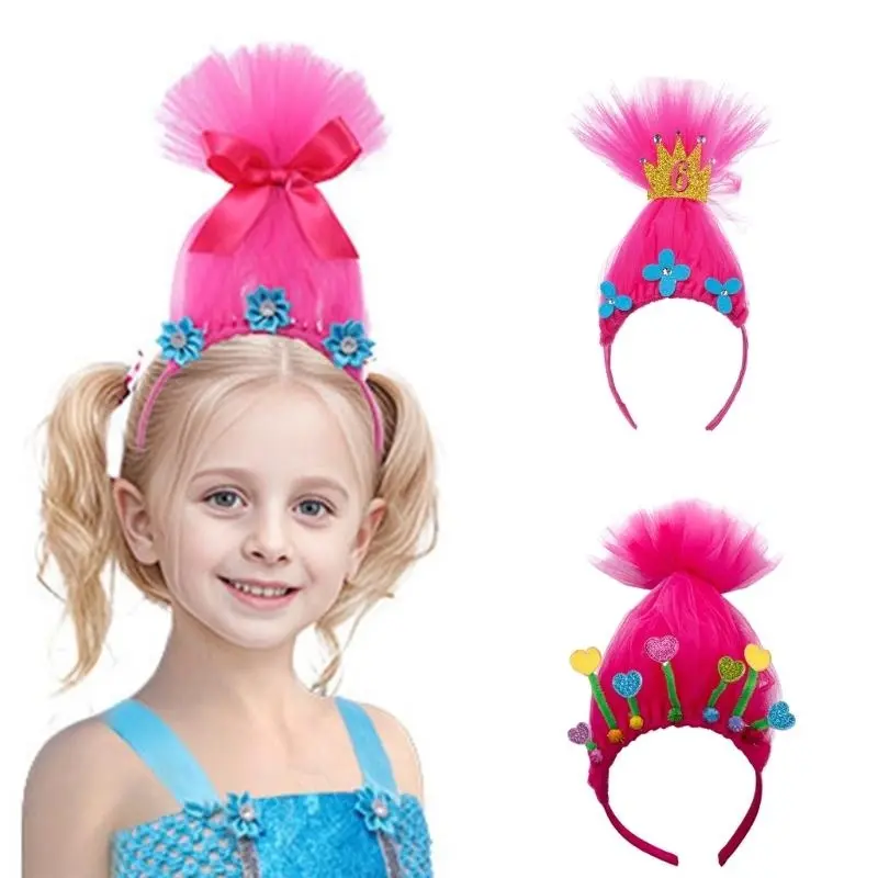 652F Tulle Hairbands Adorkable Photo Props Halloween Anime Headbands Party Headpiece Fun Headbands for Music Festivals