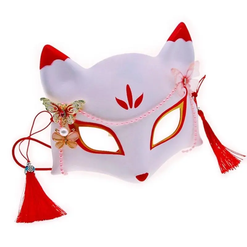 39BB Japanese Cosplay Mask Masquerade Mask Halloween Anime Foxes Mask Half Face Mask