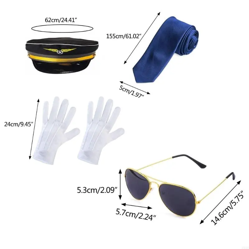 Captain Costume Dress Up Accessory Aviator-Sunglasses Stewardess Cosplay Costume Accessories Stewardess Hat
