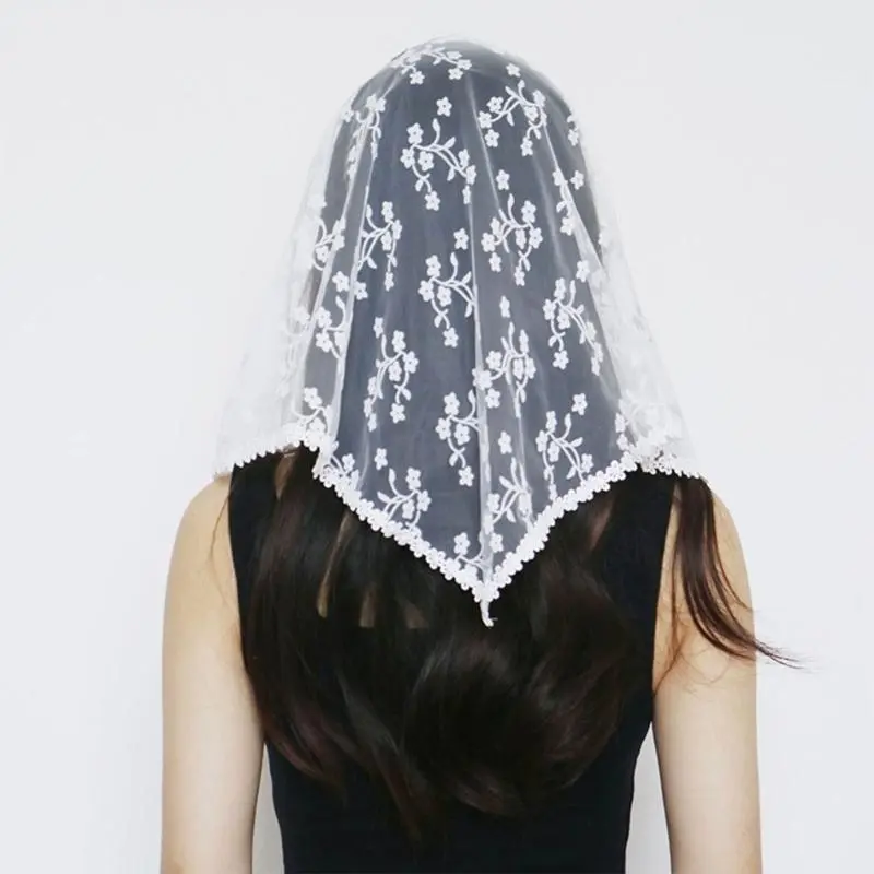 652F Fashion Sheer Net Headscarf With Rose  Headwear Soft Polyester Turban Hairpieces For Parties And Casual Wear