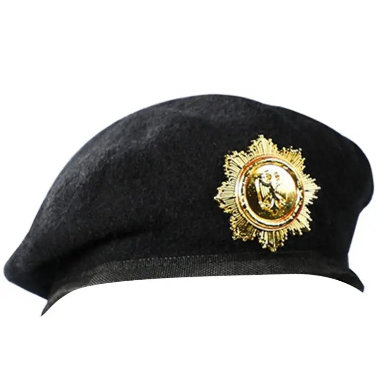 652F Captain Caps Embroidered Wool Caps Accessory for Uniforms Drama Play Wool Caps for Multiple Occasion
