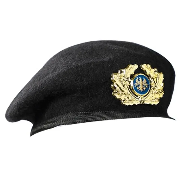 652F Captain Caps Embroidered Wool Caps Accessory for Uniforms Drama Play Wool Caps for Multiple Occasion