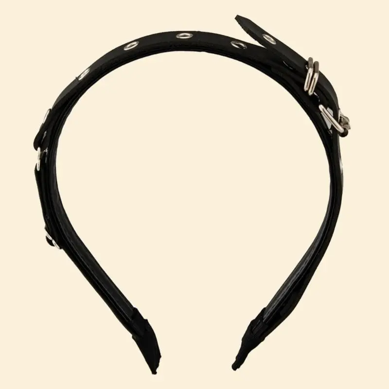 652F Trendy Punk Belt Buckle Headbands Halloween Headpieces Headwear Comfortable Alloy Accessory for Parties and Concerts