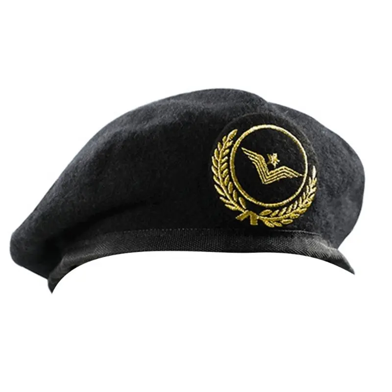 652F Captain Caps Embroidered Wool Caps Accessory for Uniforms Drama Play Wool Caps for Multiple Occasion
