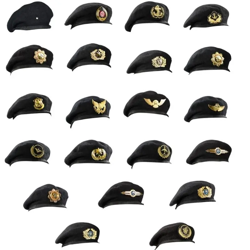 652F Captain Caps Embroidered Wool Caps Accessory for Uniforms Drama Play Wool Caps for Multiple Occasion