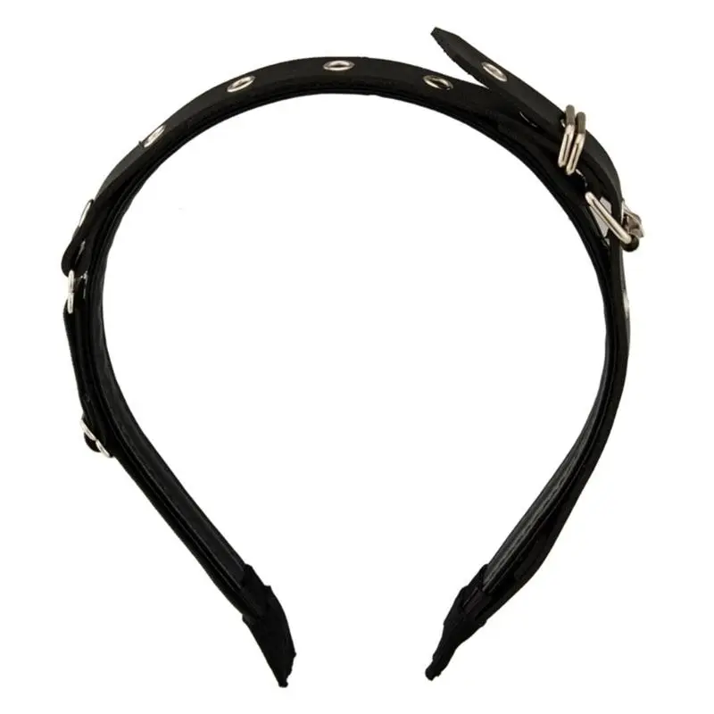 652F Trendy Punk Belt Buckle Headbands Halloween Headpieces Headwear Comfortable Alloy Accessory for Parties and Concerts