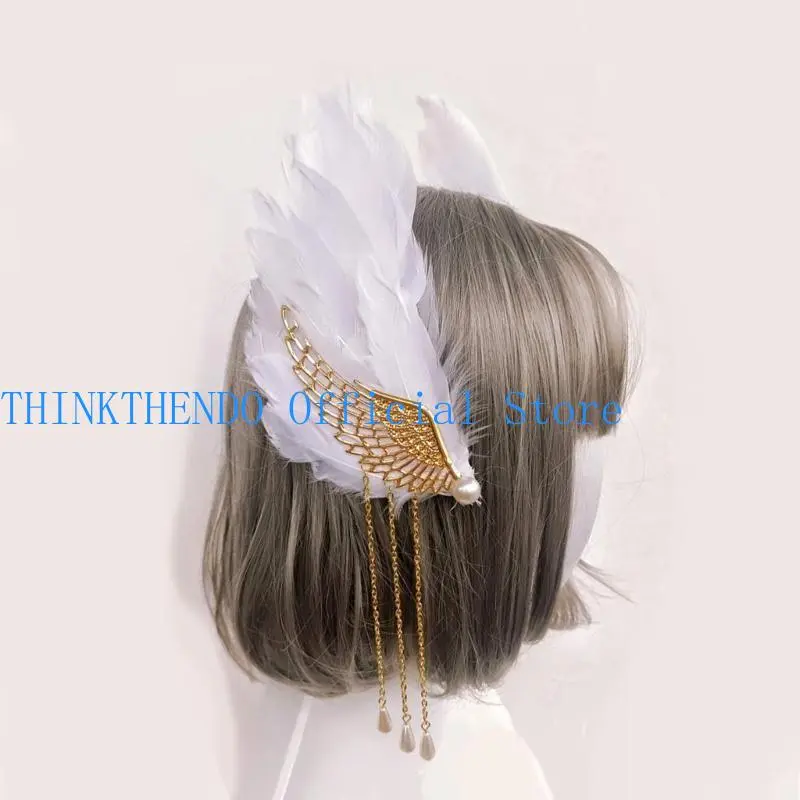 652F Wing Hairclips for Party Gothic-Hair Clip Anime Maid Cosplay Props Hairpin Show Head Accessories