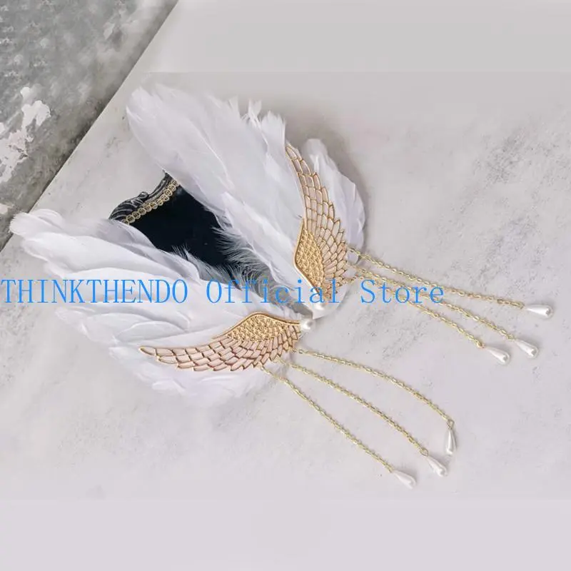 652F Wing Hairclips for Party Gothic-Hair Clip Anime Maid Cosplay Props Hairpin Show Head Accessories