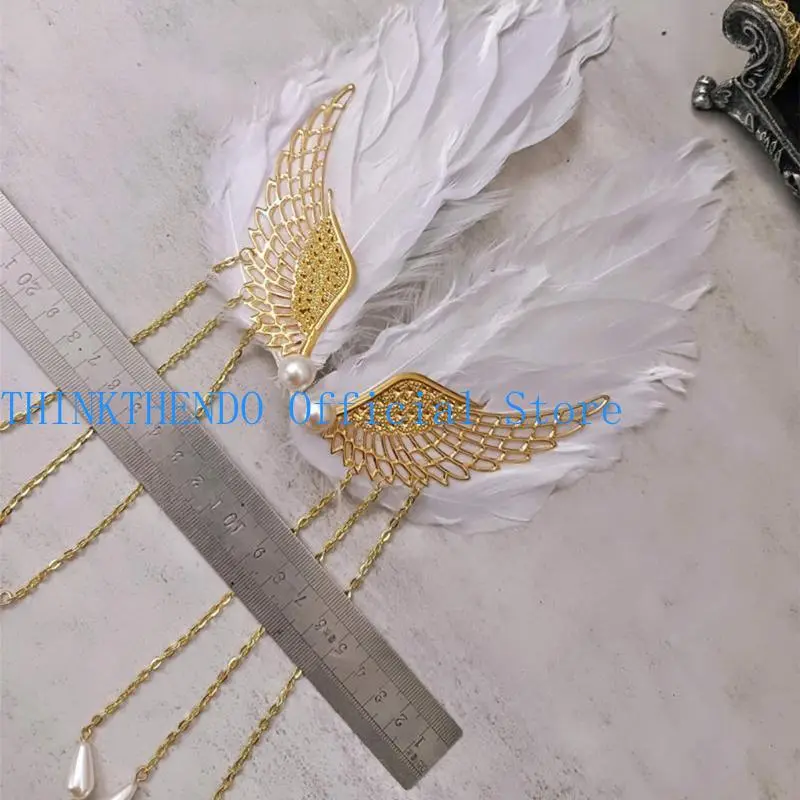 652F Wing Hairclips for Party Gothic-Hair Clip Anime Maid Cosplay Props Hairpin Show Head Accessories