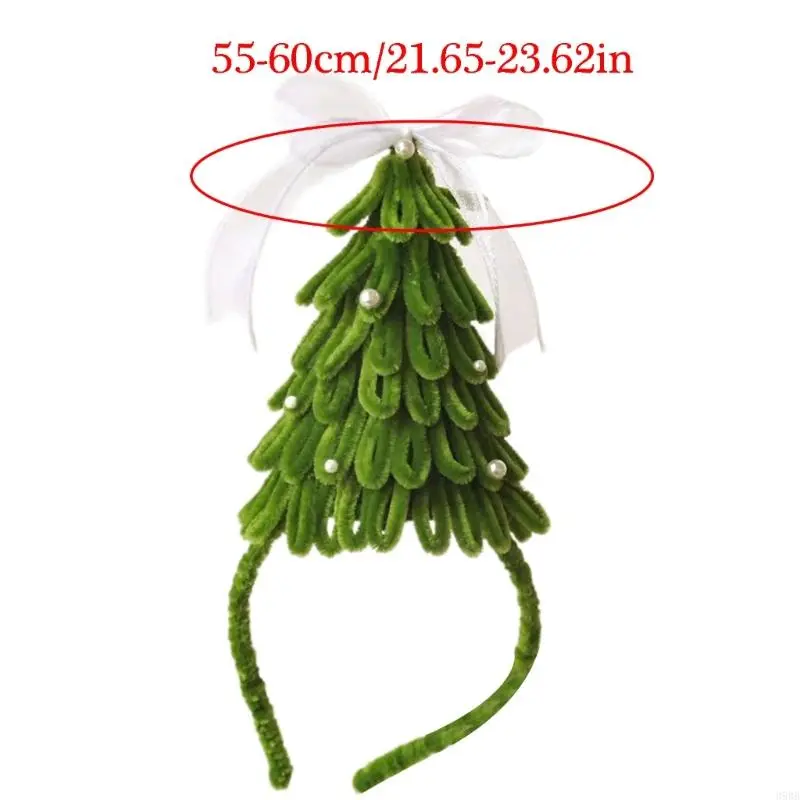 652F Bowknot Christmas Tree Headband Christmas Decorative Hairhoop Holiday Party Festival Decors Family Gathering Headpiece
