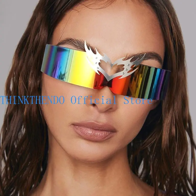 652F Punk Styles Heart Sunglasses with UV400 Protections for Women Men Unisex Everyday Use Stage Performances Eyeglasses