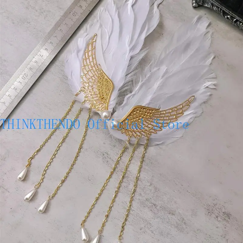 652F Wing Hairclips for Party Gothic-Hair Clip Anime Maid Cosplay Props Hairpin Show Head Accessories