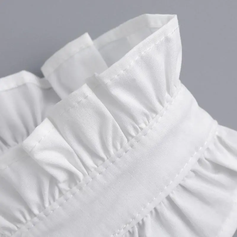 652F Fashionable Women Ruffled Cuffs Sleeves and False Collar Set Removable Collar Sleeves For Office Lady And Social Event