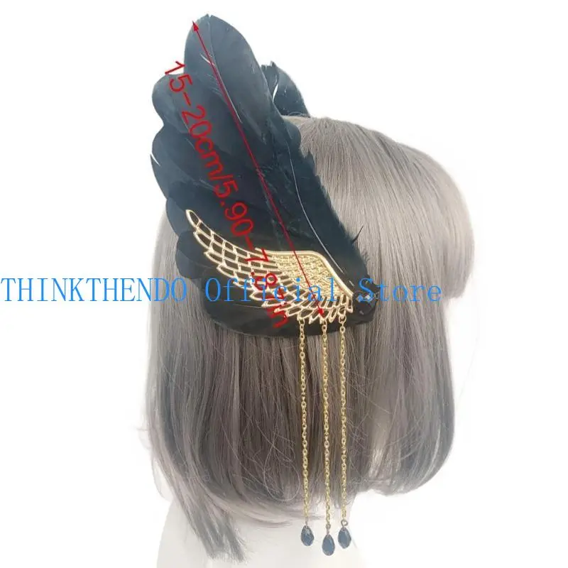652F Wing Hairclips for Party Gothic-Hair Clip Anime Maid Cosplay Props Hairpin Show Head Accessories