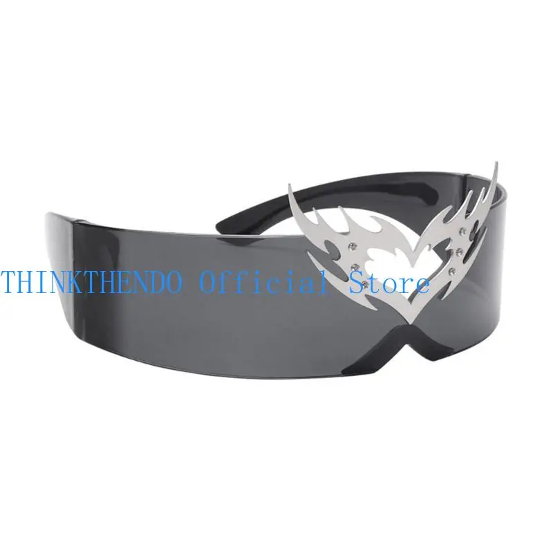 652F Punk Styles Heart Sunglasses with UV400 Protections for Women Men Unisex Everyday Use Stage Performances Eyeglasses
