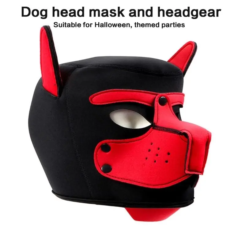 652F Dog Head Mask Halloween Dog Headgear Breathable Full Head Dog Mask Costume for Adult Halloween Dress up Cosplay Party