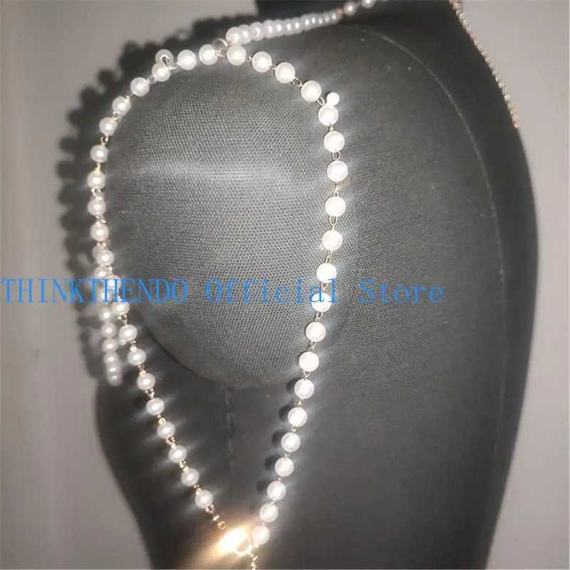 39BB Unique Imitation Pearls Shawl Chain Fashion Body Jewelry for Various Occasion
