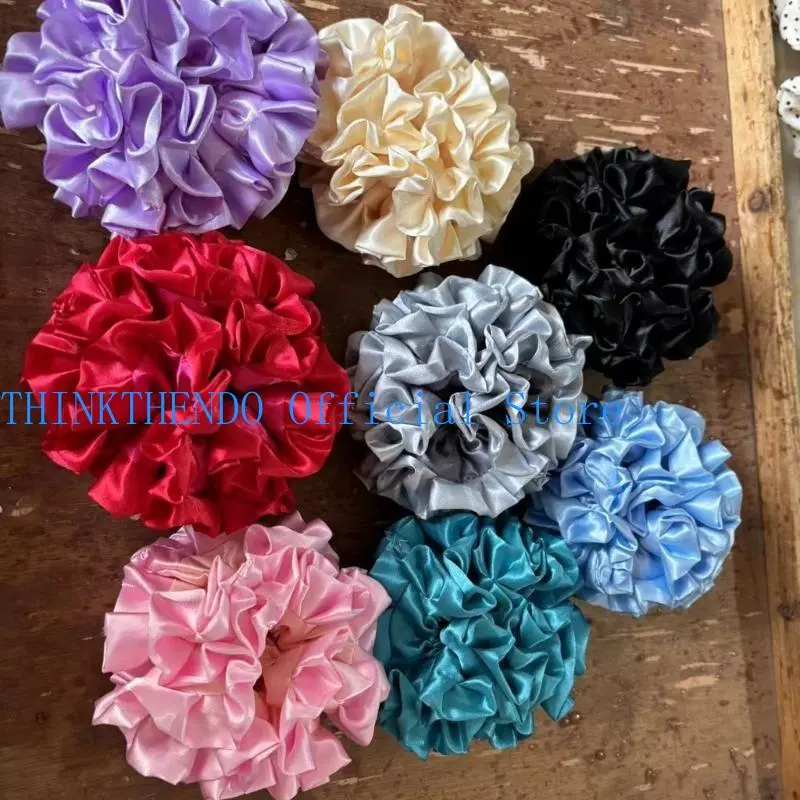 652F Hair Tie Flower Ribbon Hair Rope Flower Ruched Scrunchies Princess Ribbon Tie Princess Scrunchies Hair Tie