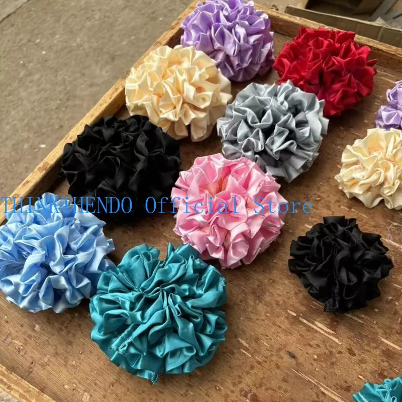 652F Hair Tie Flower Ribbon Hair Rope Flower Ruched Scrunchies Princess Ribbon Tie Princess Scrunchies Hair Tie
