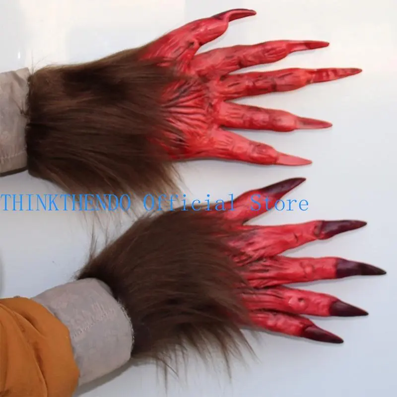 652F Halloween Cosplay Wolf Claw Gloves Full Finger Mitten Carnivals Outdoor Gloves Rubber Gloves for Boys Girls