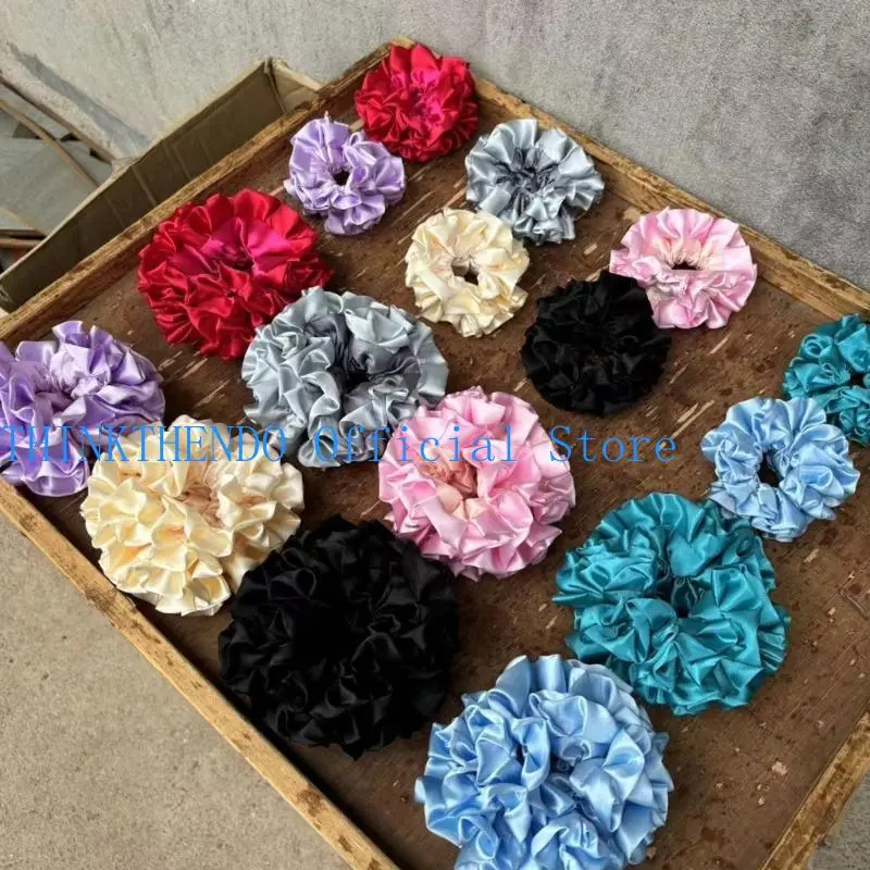 652F Hair Tie Flower Ribbon Hair Rope Flower Ruched Scrunchies Princess Ribbon Tie Princess Scrunchies Hair Tie