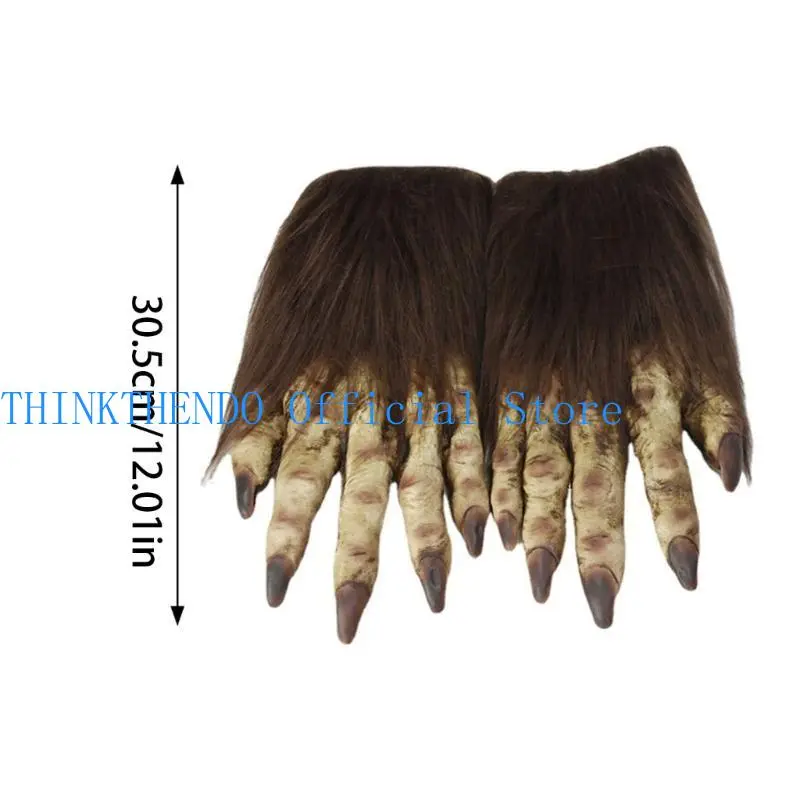 652F Halloween Cosplay Wolf Claw Gloves Full Finger Mitten Carnivals Outdoor Gloves Rubber Gloves for Boys Girls