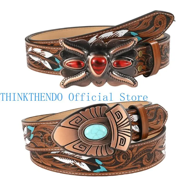 39BB Ethnic Waist Belt Punk Chain Modern Embossed Belt Body Chain for Dress Stage