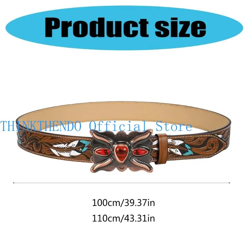 39BB Ethnic Waist Belt Punk Chain Modern Embossed Belt Body Chain for Dress Stage