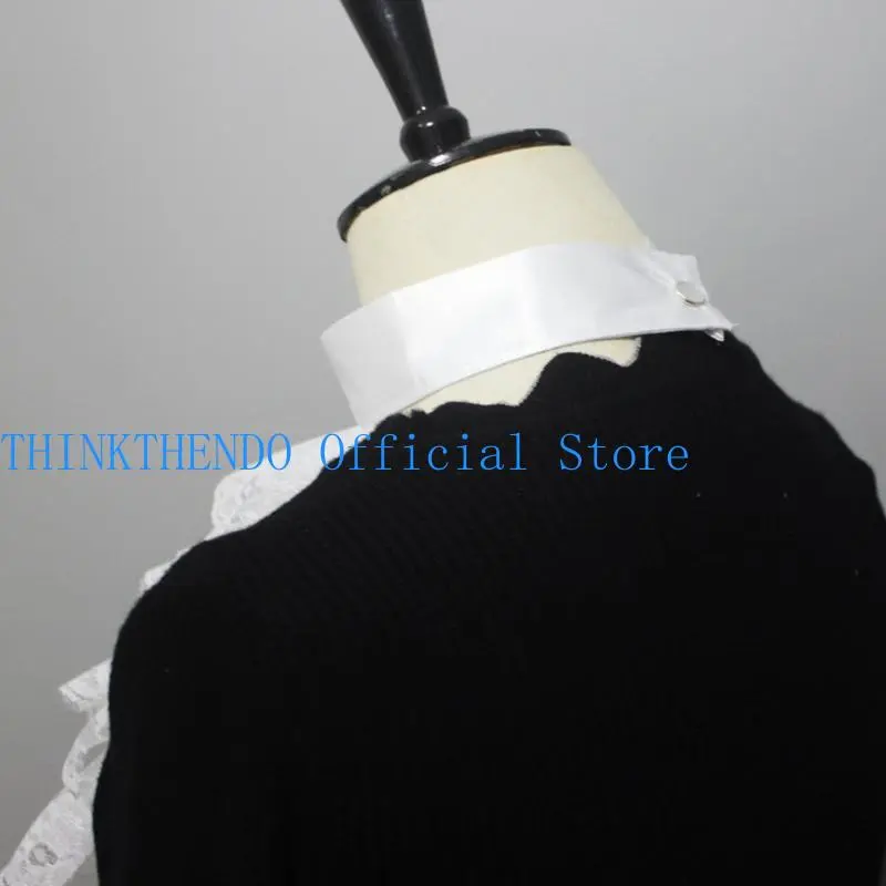 39BB Adjust Size Yarn Ruffled Collar Wrist Cuffs Jabots Collar Women Detachable Cuffs
