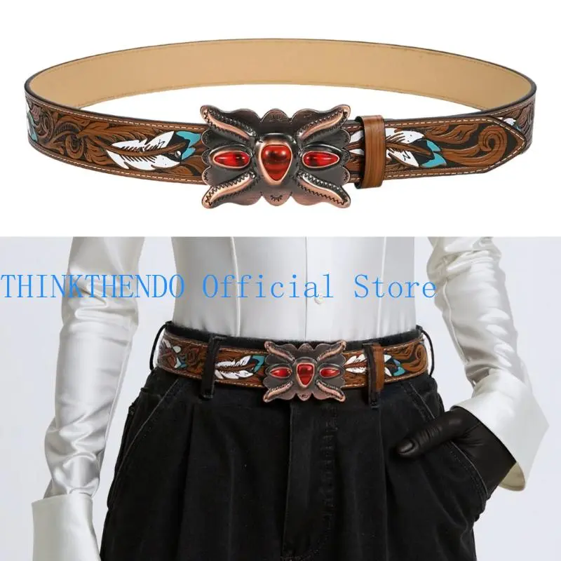 39BB Ethnic Waist Belt Punk Chain Modern Embossed Belt Body Chain for Dress Stage