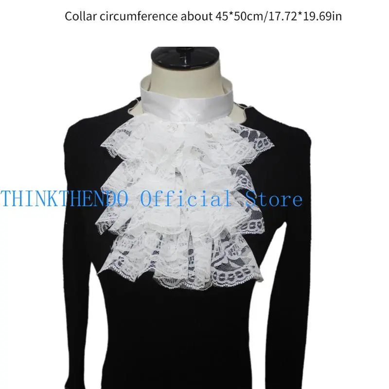 39BB Adjust Size Yarn Ruffled Collar Wrist Cuffs Jabots Collar Women Detachable Cuffs