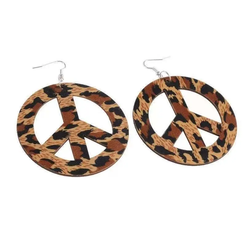 652F 60s 70s Outfit Hippie Costume Accessories Set Peace Sign Earring Headband Fringe Tassels Vest Cardigan Sunglass Necklace