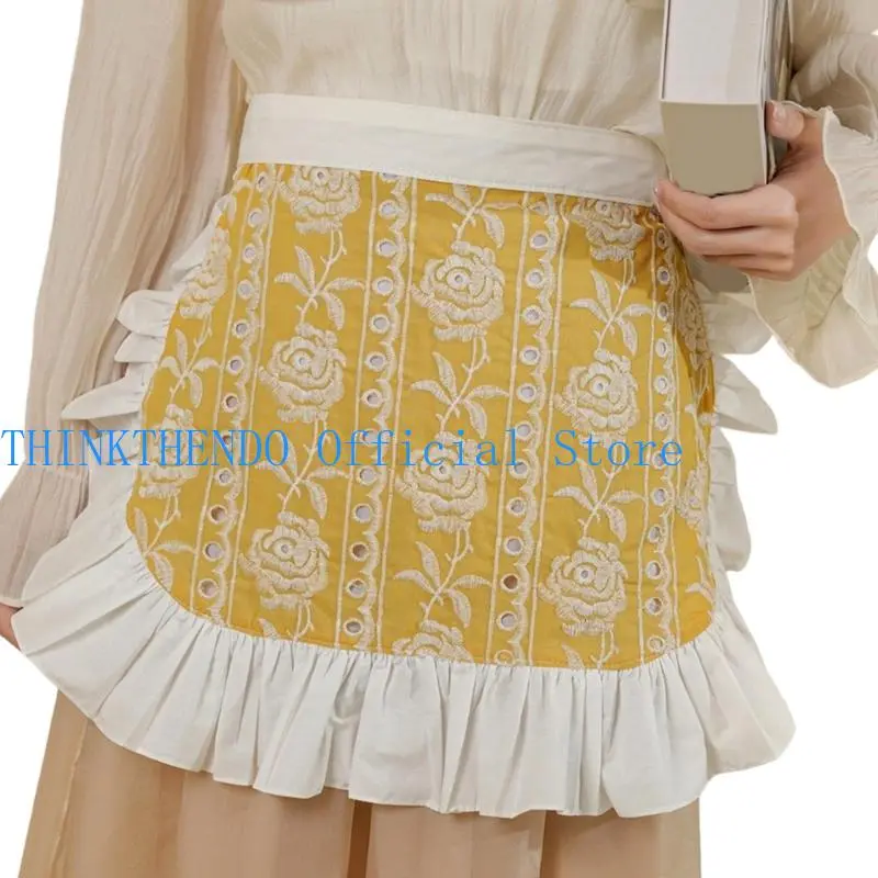 39BB Waitress Apron Water Resistant Half Apron Maid Apron Ruffle Server Aprons Gifts