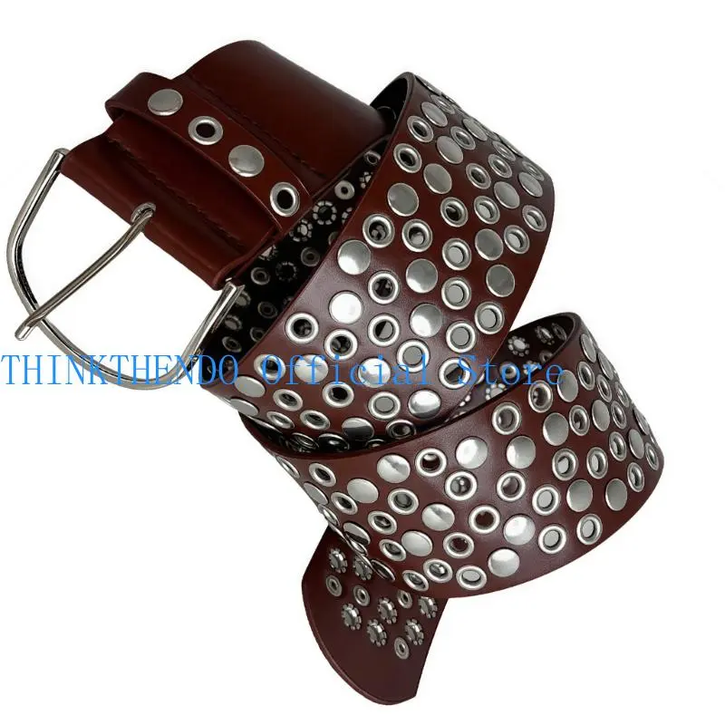 39BB Adjustable Waist Belt for Women Lady Punk Studded Design Waist Sash Streetwear Accessory 110cm Length