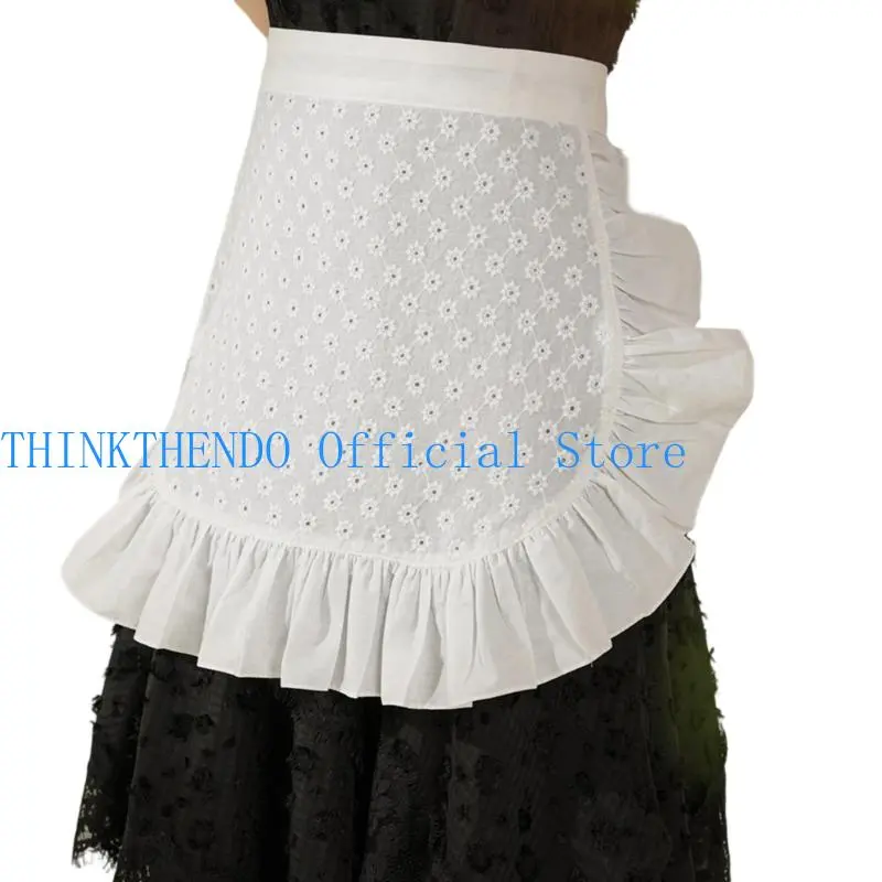 39BB Waitress Apron Water Resistant Half Apron Maid Apron Ruffle Server Aprons Gifts