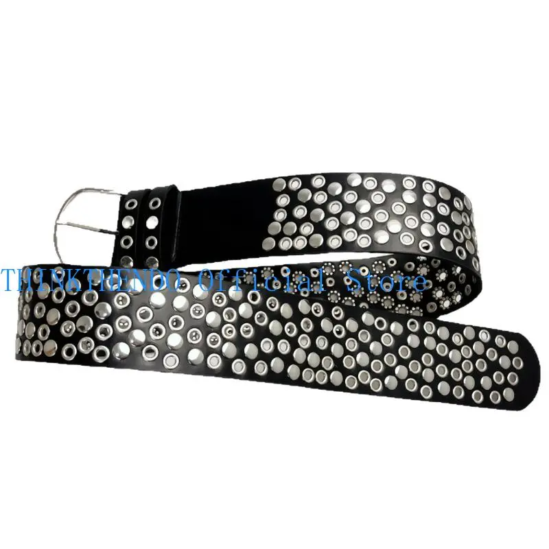 39BB Adjustable Waist Belt for Women Lady Punk Studded Design Waist Sash Streetwear Accessory 110cm Length
