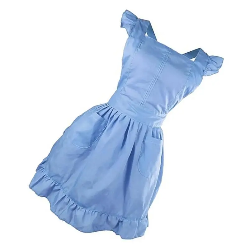 39BB Ruffled Cooking Apron with Two Pocket Cotton Apron Women Kitchen Cooking Apron Ruffle Maid Apron for Cooking Gardening