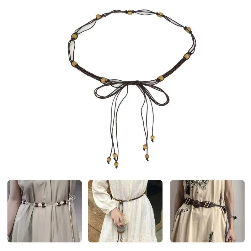 39BB Sexy Tie Belts Braided Belt Vintage Tie Belt for Bohemia Girls Women