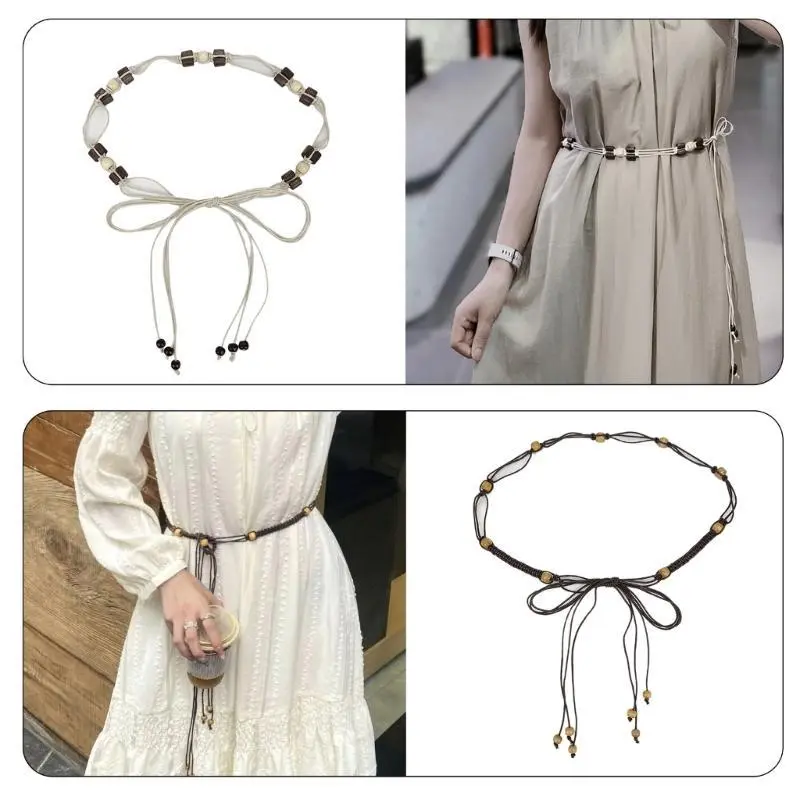 39BB Sexy Tie Belts Braided Belt Vintage Tie Belt for Bohemia Girls Women