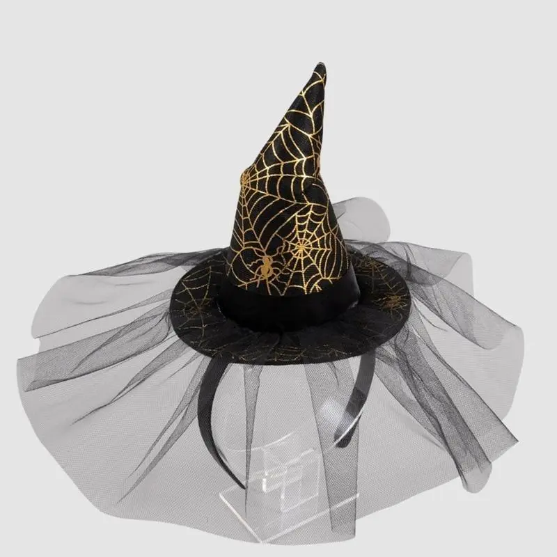 39BB Halloween Witch Hat Headband Adult Cosplay Headwear Festival Gathering Headpiece