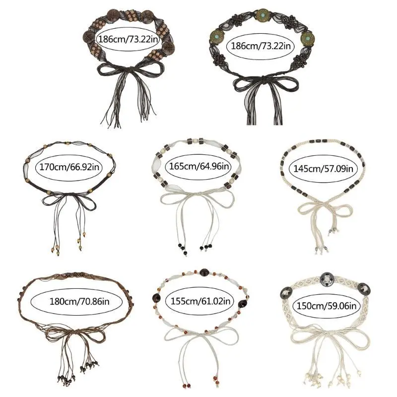 39BB Sexy Tie Belts Braided Belt Vintage Tie Belt for Bohemia Girls Women